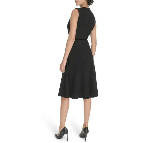 Tommy Hilfiger Women's Sleeveless Scuba Crepe Fit and Flare Midi Dress - Picture 3 of 5